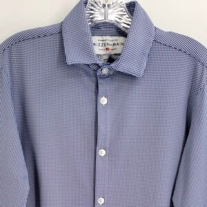 Mizzen+Main Shirt Men's Small Trim‎ Blue Button Up Performance Stretch